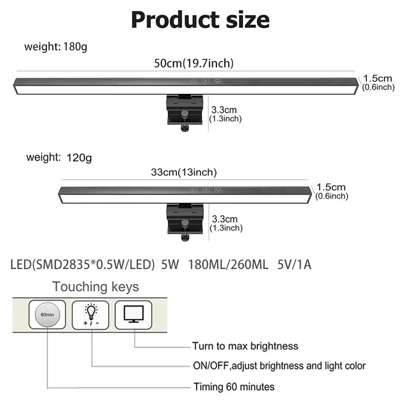 MonitorMate Eye-Care PC Monitor Attachment Dimming LED Light Bar