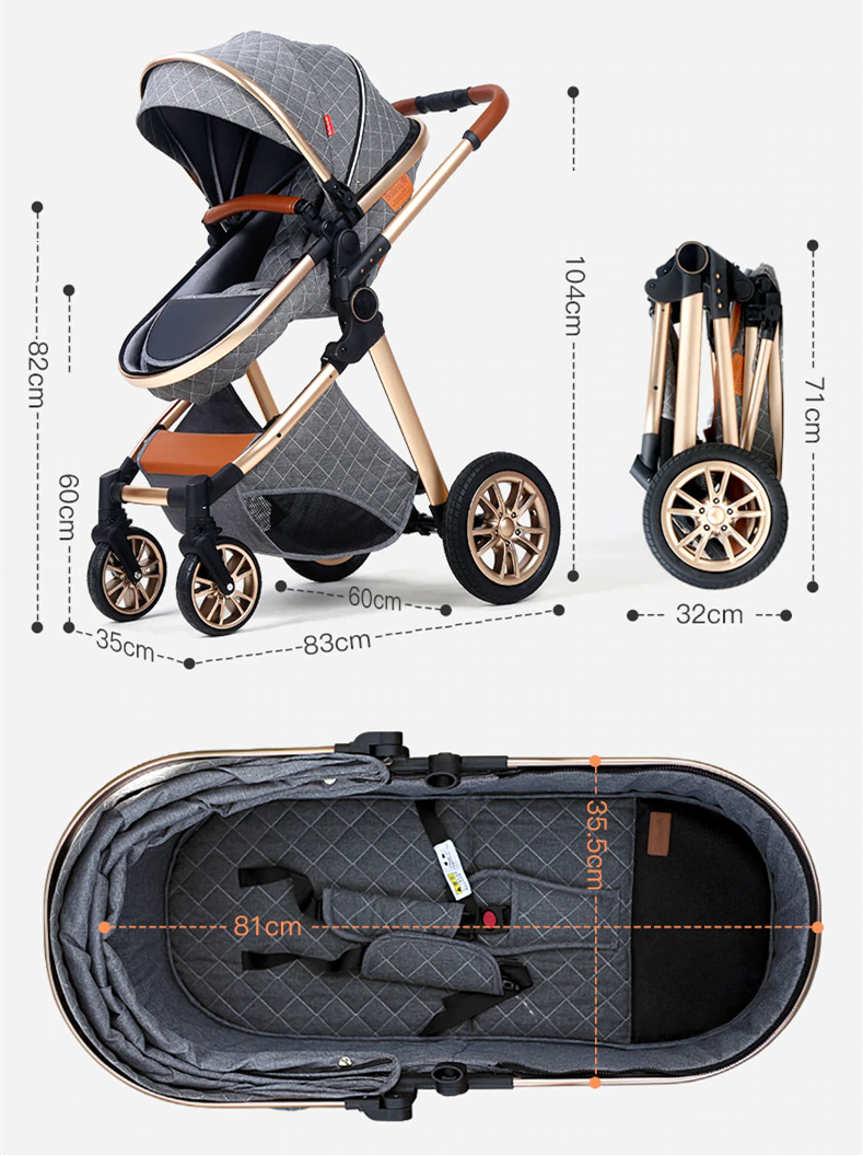 Lightweight 3-in-1 Luxury Baby Stroller