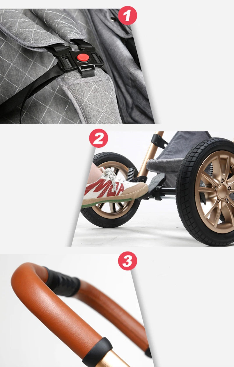 Lightweight 3-in-1 Luxury Baby Stroller